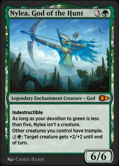 Nylea, God of the Hunt, carta Magic di tipo Legendary Enchantment Creature — God illustrata da Chris Rahn