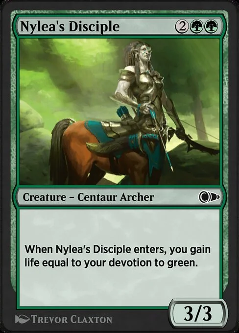 Nylea's Disciple, carta Magic di tipo Creature — Centaur Archer illustrata da Trevor Claxton