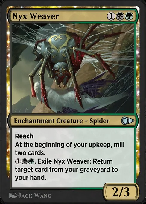 Nyx Weaver, carta Magic di tipo Enchantment Creature — Spider illustrata da Jack Wang
