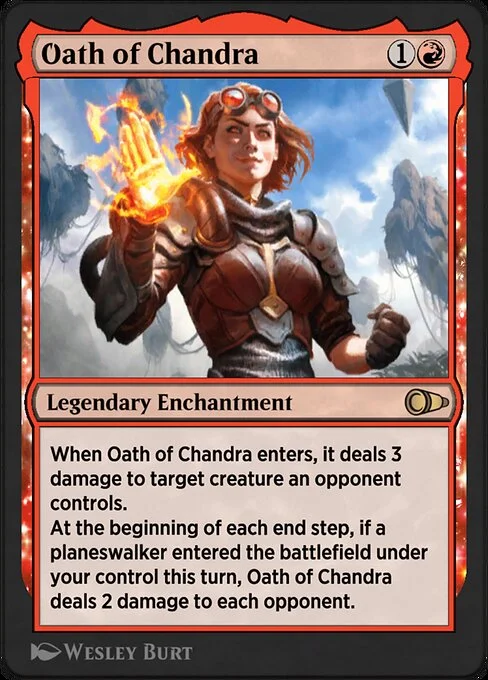 Oath of Chandra, carta Magic di tipo Legendary Enchantment illustrata da Wesley Burt