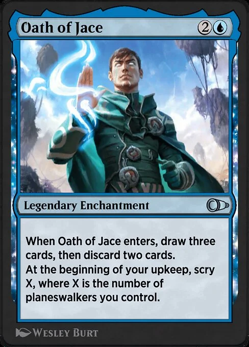 Oath of Jace, carta Magic di tipo Legendary Enchantment illustrata da Wesley Burt