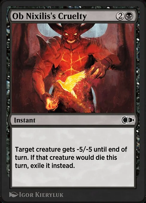 Ob Nixilis's Cruelty, carta Magic di tipo Instant illustrata da Igor Kieryluk