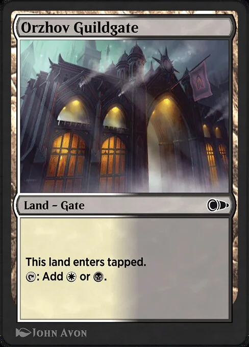 Orzhov Guildgate, carta Magic di tipo Land — Gate illustrata da John Avon