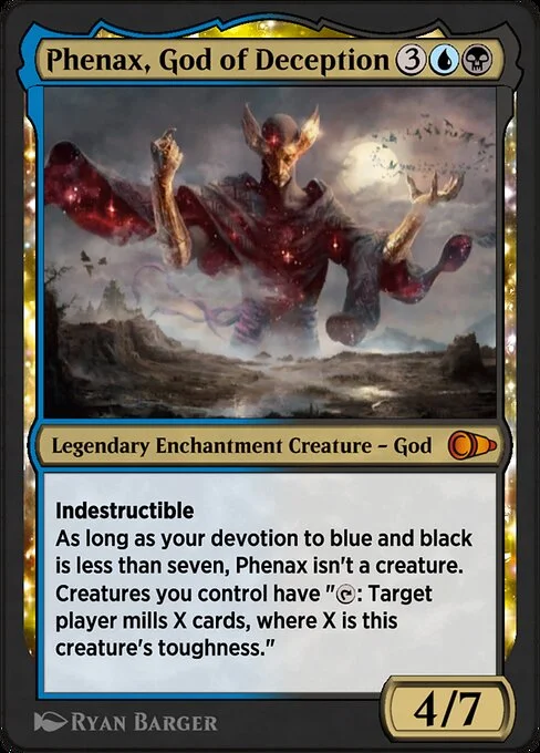Phenax, God of Deception, carta Magic di tipo Legendary Enchantment Creature — God illustrata da Ryan Barger