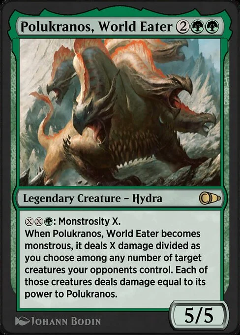 Polukranos, World Eater, carta Magic di tipo Legendary Creature — Hydra illustrata da Johann Bodin