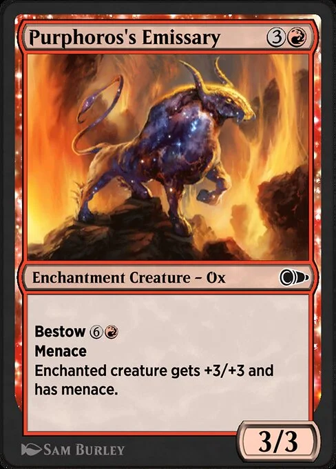 Purphoros's Emissary, carta Magic di tipo Enchantment Creature — Ox illustrata da Sam Burley