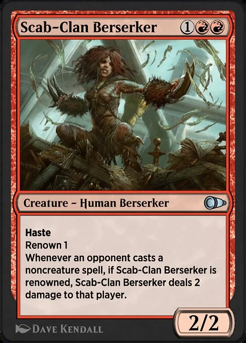 Scab-Clan Berserker, carta Magic di tipo Creature — Human Berserker illustrata da Dave Kendall
