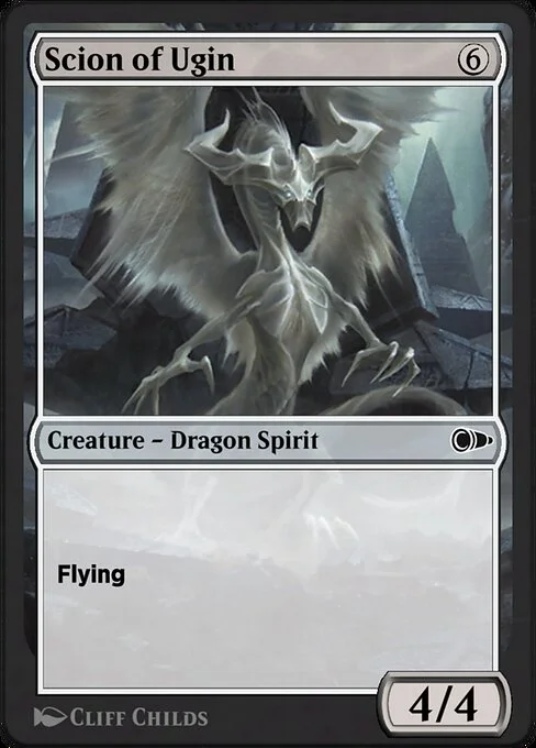 Scion of Ugin, carta Magic di tipo Creature — Dragon Spirit illustrata da Cliff Childs