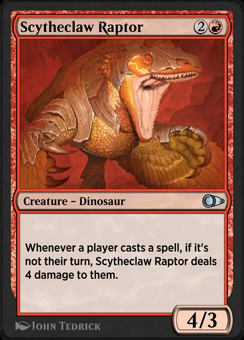 Scytheclaw Raptor, carta Magic di tipo Creature — Dinosaur illustrata da John Tedrick