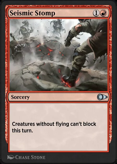 Seismic Stomp, carta Magic di tipo Sorcery illustrata da Chase Stone