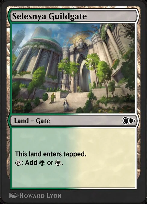Selesnya Guildgate, carta Magic di tipo Land — Gate illustrata da Howard Lyon