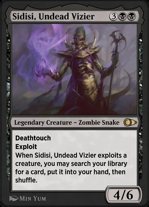Sidisi, Undead Vizier, carta Magic di tipo Legendary Creature — Zombie Snake illustrata da Min Yum