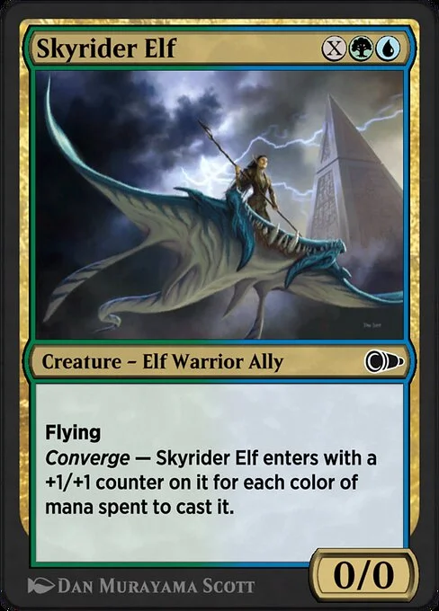 Skyrider Elf, carta Magic di tipo Creature — Elf Warrior Ally illustrata da Dan Murayama Scott