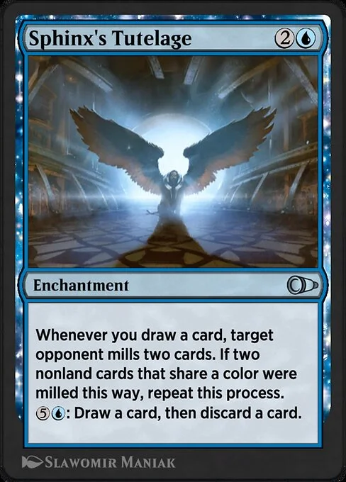 Sphinx's Tutelage, carta Magic di tipo Enchantment illustrata da Slawomir Maniak