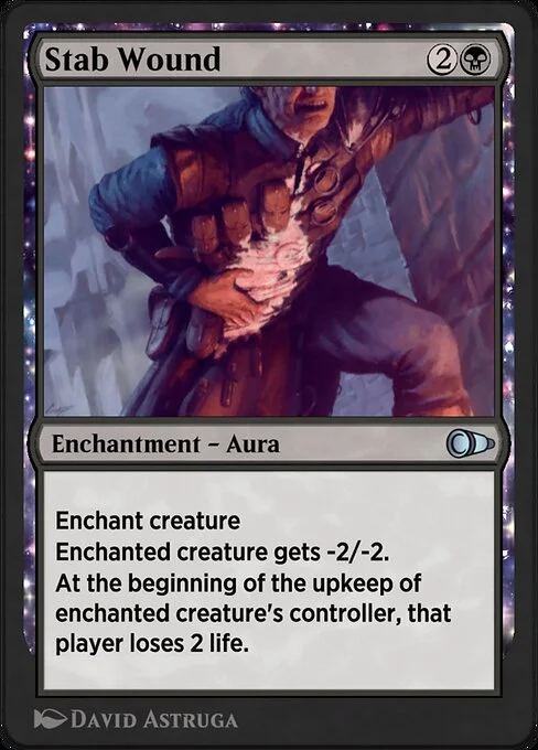 Stab Wound, carta Magic di tipo Enchantment — Aura illustrata da David Astruga