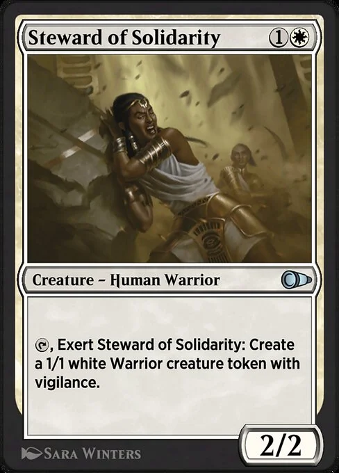 Steward of Solidarity, carta Magic di tipo Creature — Human Warrior illustrata da Sara Winters