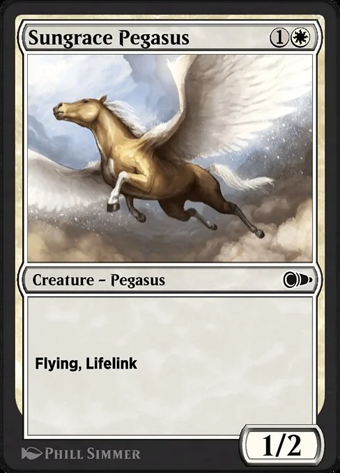 Sungrace Pegasus, carta Magic di tipo Creature — Pegasus illustrata da Phill Simmer
