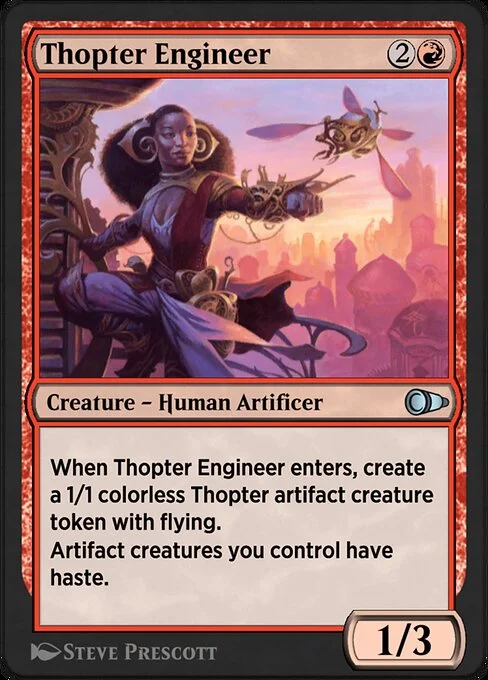 Thopter Engineer, carta Magic di tipo Creature — Human Artificer illustrata da Steve Prescott