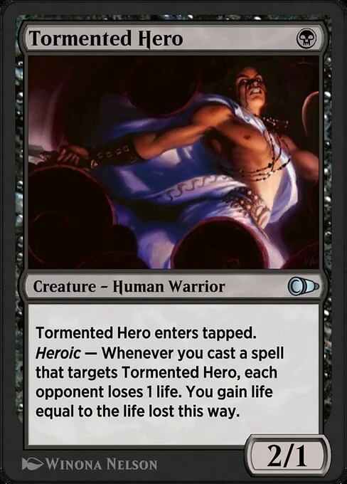Tormented Hero, carta Magic di tipo Creature — Human Warrior illustrata da Winona Nelson