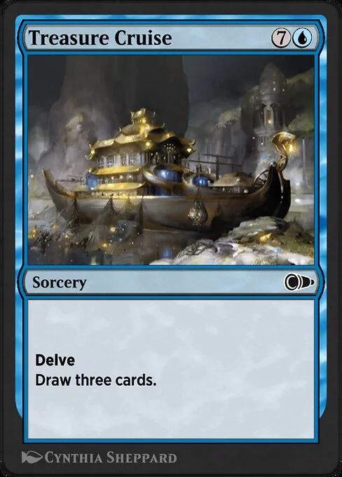 Treasure Cruise, carta Magic di tipo Sorcery illustrata da Cynthia Sheppard