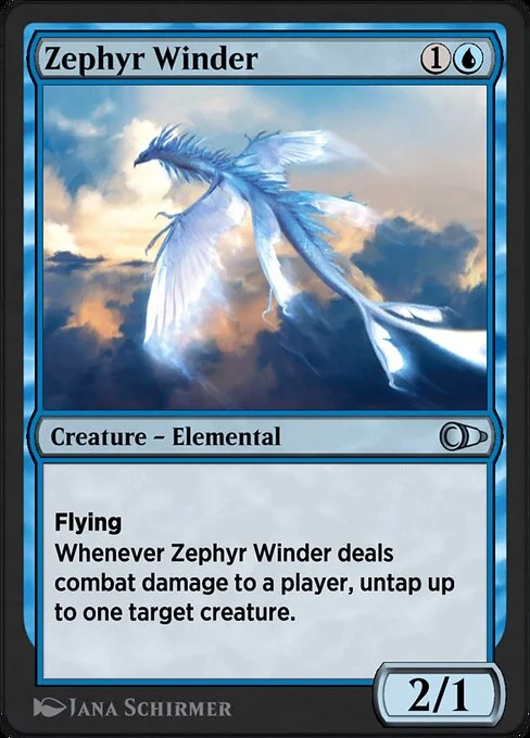 Zephyr Winder, carta Magic di tipo Creature — Elemental illustrata da Jana Schirmer