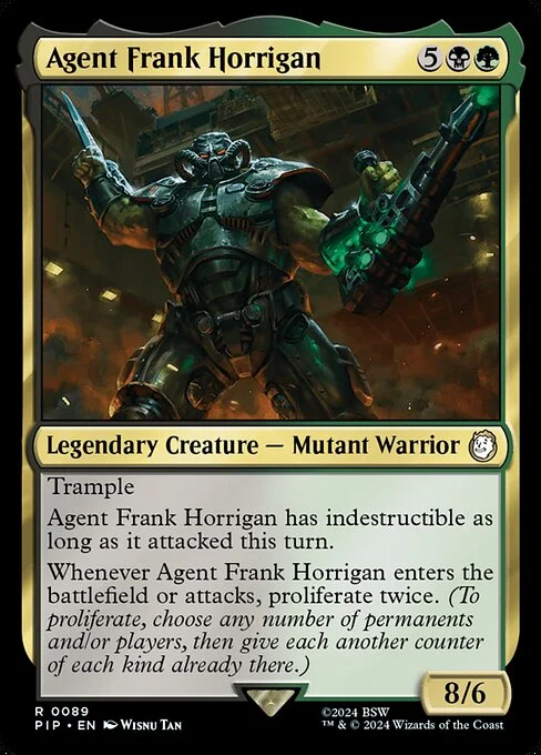 Agent Frank Horrigan, carta Magic di tipo Legendary Creature — Mutant Warrior illustrata da Wisnu Tan