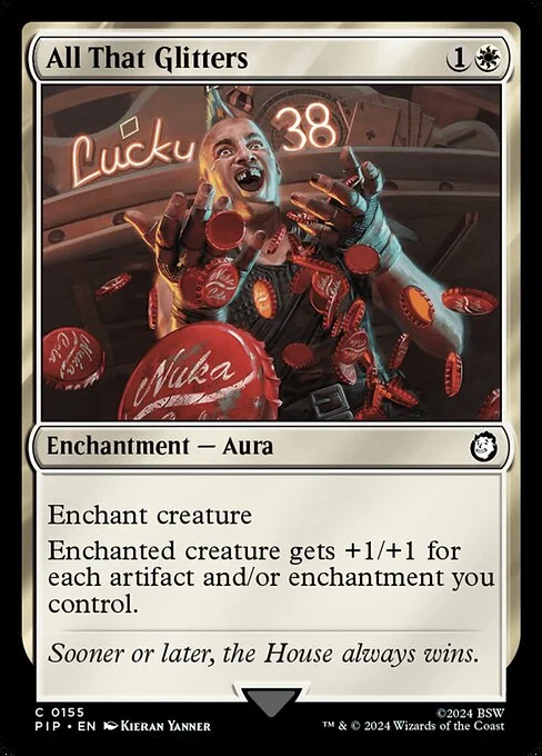 All That Glitters, carta Magic di tipo Enchantment — Aura illustrata da Kieran Yanner