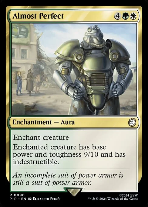 Almost Perfect, carta Magic di tipo Enchantment — Aura illustrata da Elizabeth Peiró