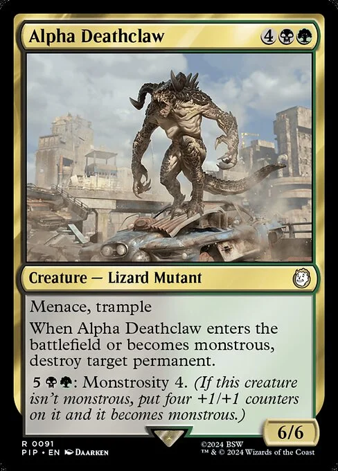 Alpha Deathclaw, carta Magic di tipo Creature — Lizard Mutant illustrata da Daarken