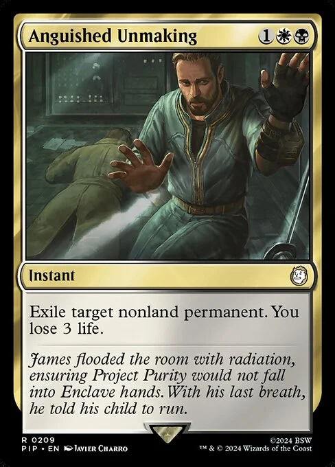 Anguished Unmaking, carta Magic di tipo Instant illustrata da Javier Charro