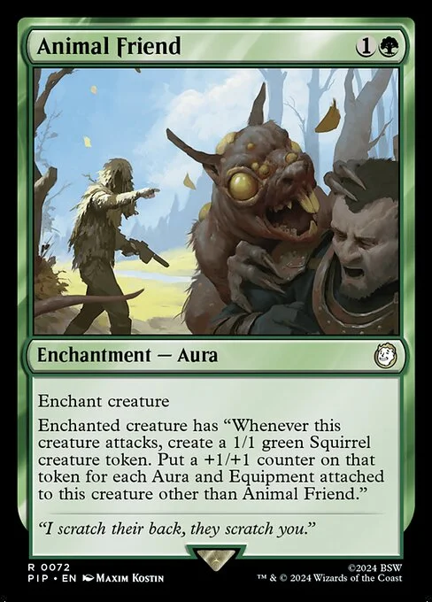 Animal Friend, carta Magic di tipo Enchantment — Aura illustrata da Maxim Kostin