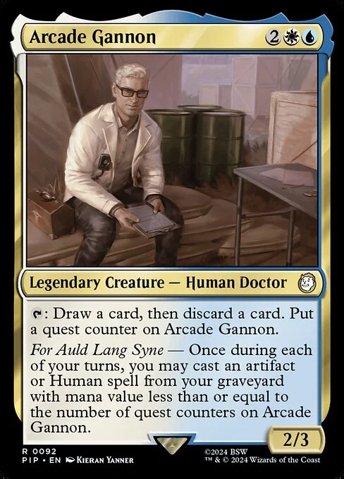 Arcade Gannon, carta Magic di tipo Legendary Creature — Human Doctor illustrata da Kieran Yanner