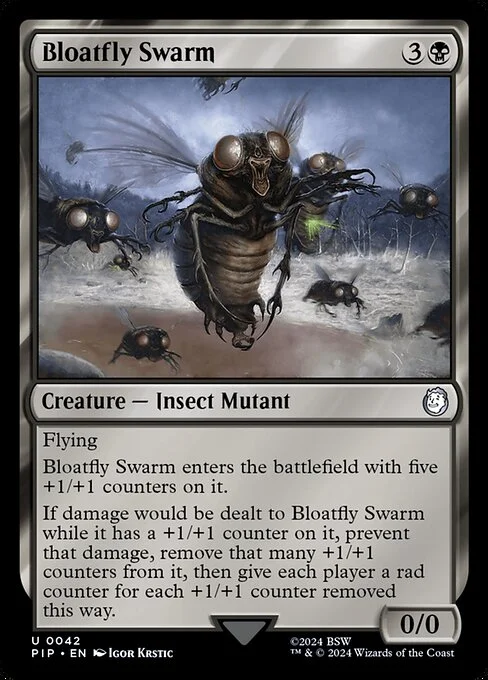 Bloatfly Swarm, carta Magic di tipo Creature — Insect Mutant illustrata da Igor Krstic