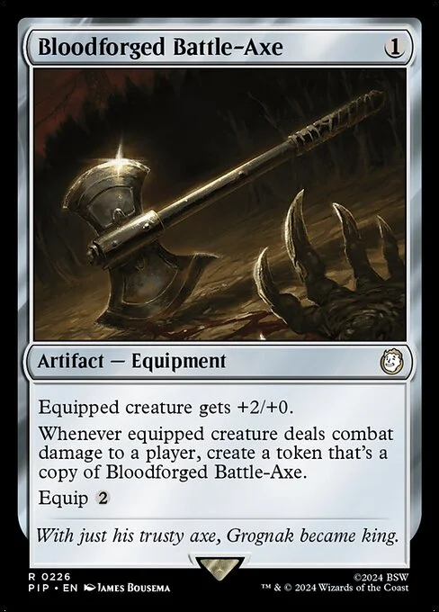Bloodforged Battle-Axe, carta Magic di tipo Artifact — Equipment illustrata da James Bousema
