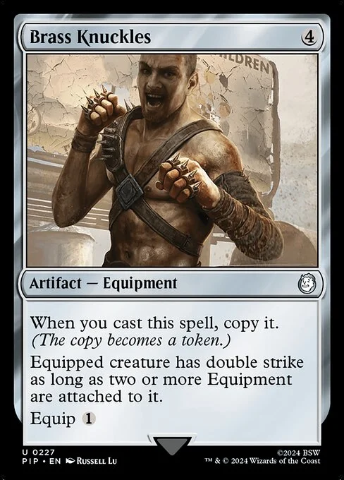 Brass Knuckles, carta Magic di tipo Artifact — Equipment illustrata da Russell Dongjun Lu