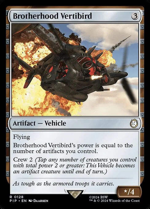 Brotherhood Vertibird, carta Magic di tipo Artifact — Vehicle illustrata da Daarken