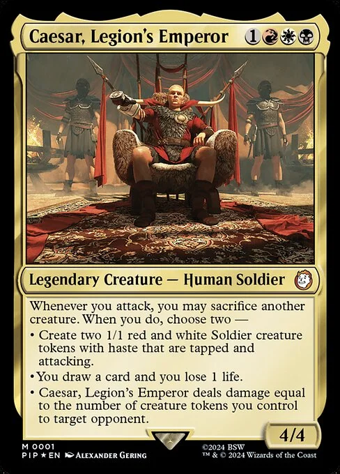 Caesar, Legion's Emperor, carta Magic di tipo Legendary Creature — Human Soldier illustrata da Alexander Gering