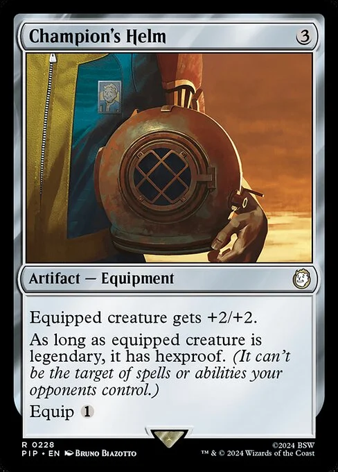 Champion's Helm, carta Magic di tipo Artifact — Equipment illustrata da Bruno Biazotto