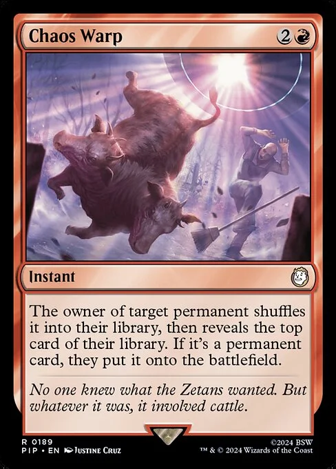 Chaos Warp, carta Magic di tipo Instant illustrata da Justine Cruz