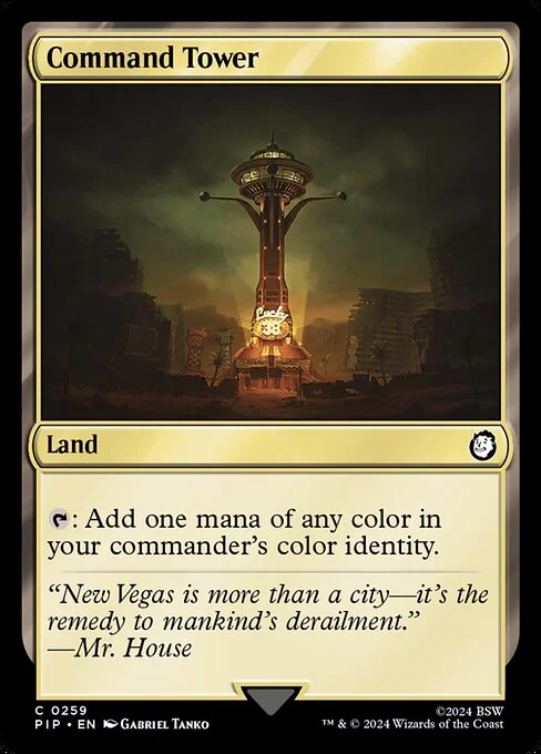 Command Tower, carta Magic di tipo Land illustrata da Gabriel Tanko