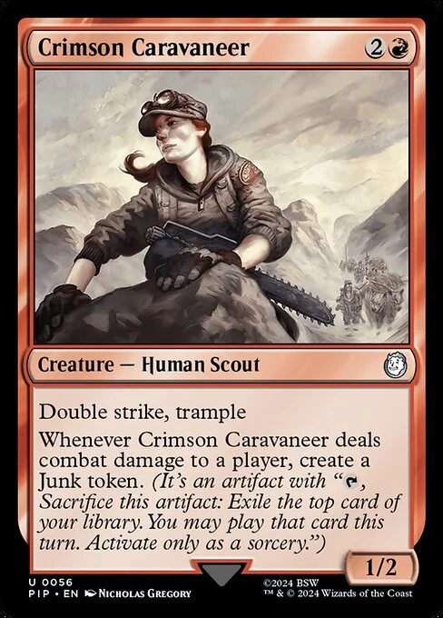 Crimson Caravaneer, carta Magic di tipo Creature — Human Scout illustrata da Nicholas Gregory