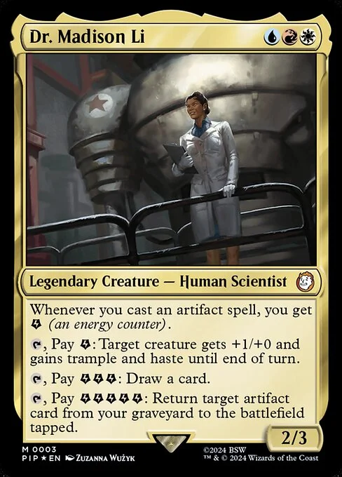 Dr. Madison Li, carta Magic di tipo Legendary Creature — Human Scientist illustrata da Zuzanna Wużyk