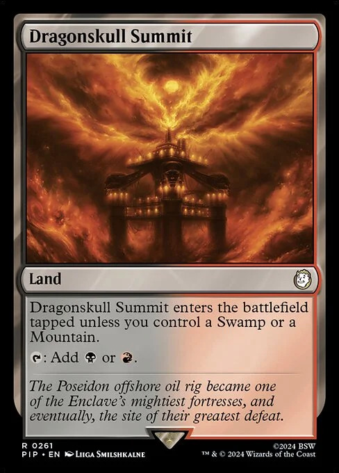 Dragonskull Summit, carta Magic di tipo Land illustrata da Liiga Smilshkalne