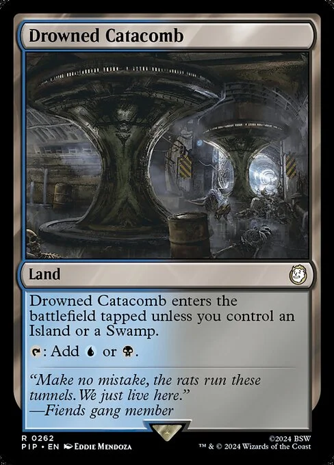 Drowned Catacomb, carta Magic di tipo Land illustrata da Eddie Mendoza