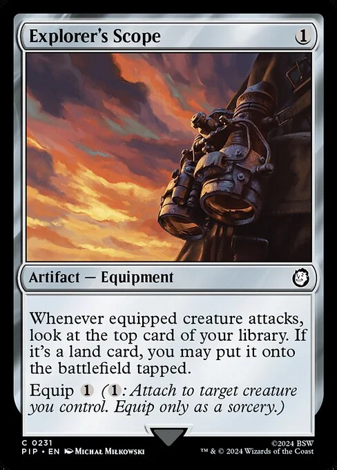 Explorer's Scope, carta Magic di tipo Artifact — Equipment illustrata da Michał Miłkowski