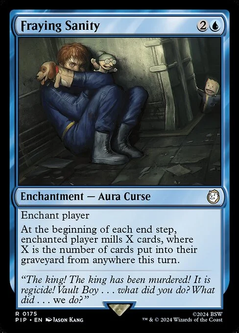 Fraying Sanity, carta Magic di tipo Enchantment — Aura Curse illustrata da Jason Kang