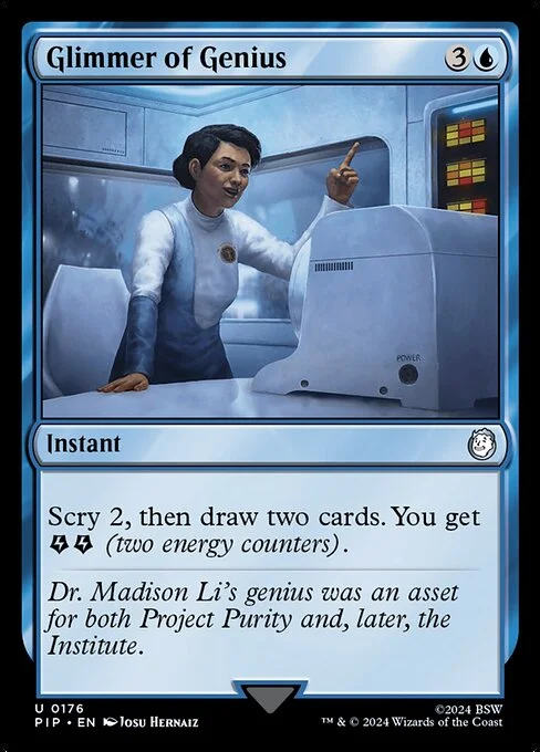 Glimmer of Genius, carta Magic di tipo Instant illustrata da Josu Hernaiz