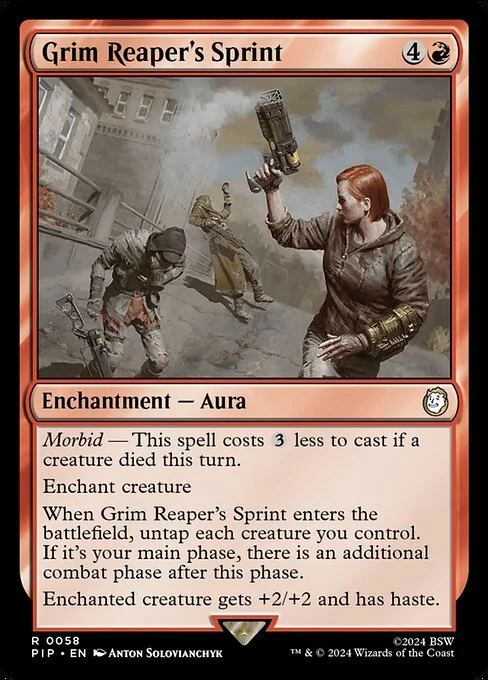 Grim Reaper's Sprint, carta Magic di tipo Enchantment — Aura illustrata da Anton Solovianchyk