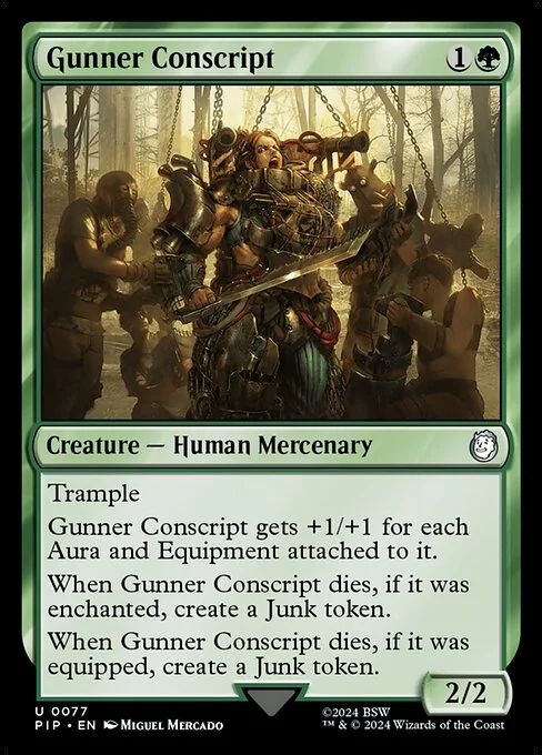 Gunner Conscript, carta Magic di tipo Creature — Human Mercenary illustrata da Miguel Mercado