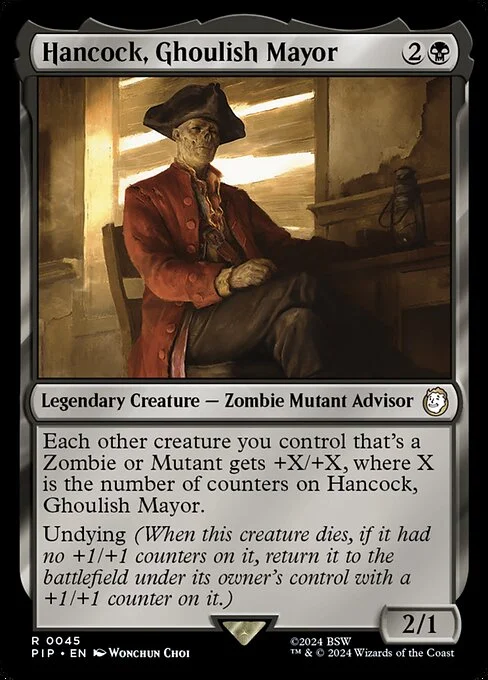 Hancock, Ghoulish Mayor, carta Magic di tipo Legendary Creature — Zombie Mutant Advisor illustrata da Wonchun Choi